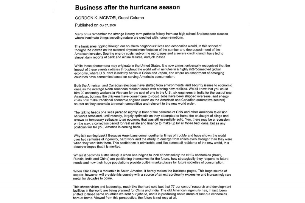 Business After the Hurricane Season