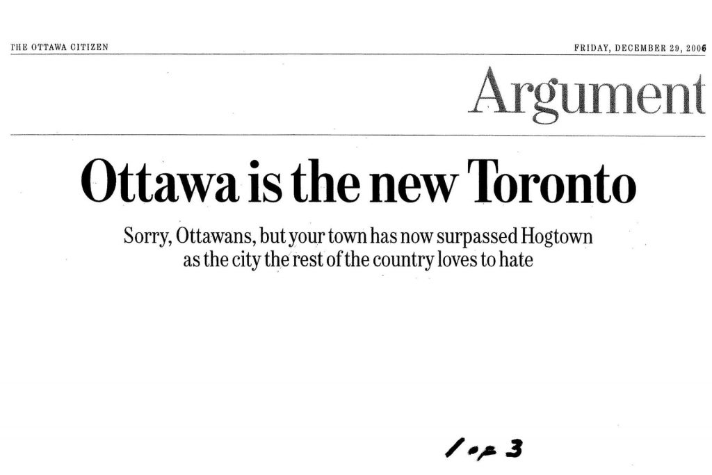 Ottawa is the New Toronto Argument Poster